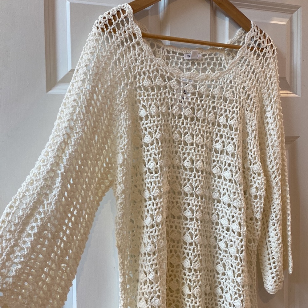 Westport Dressbarn Crotchet Ivory Top / coverup - Picture 2 of 9